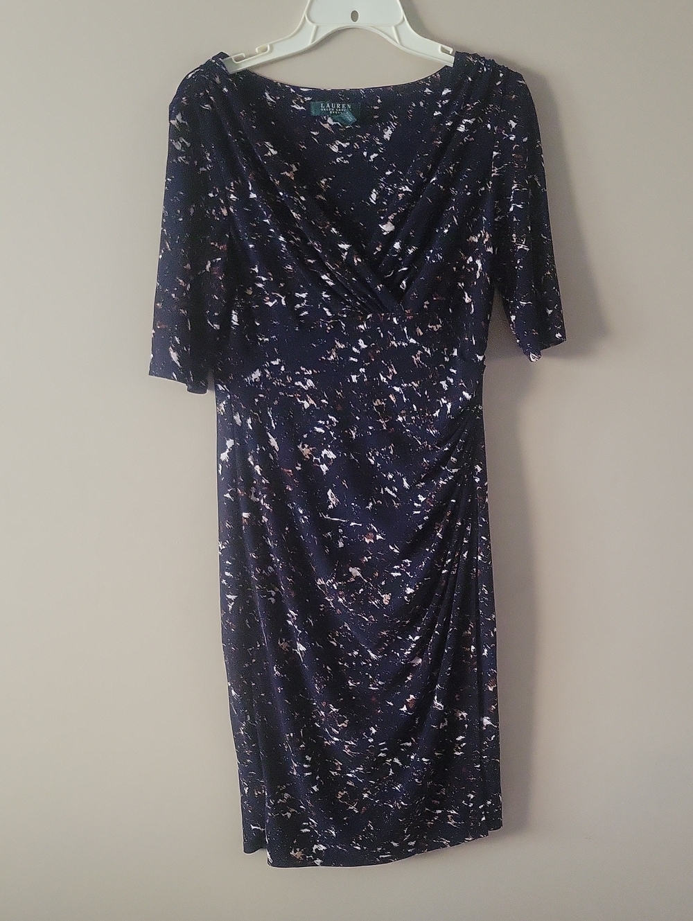 Gorgous Lauren Ralph Lauren Navy Abstract Speckle Dress